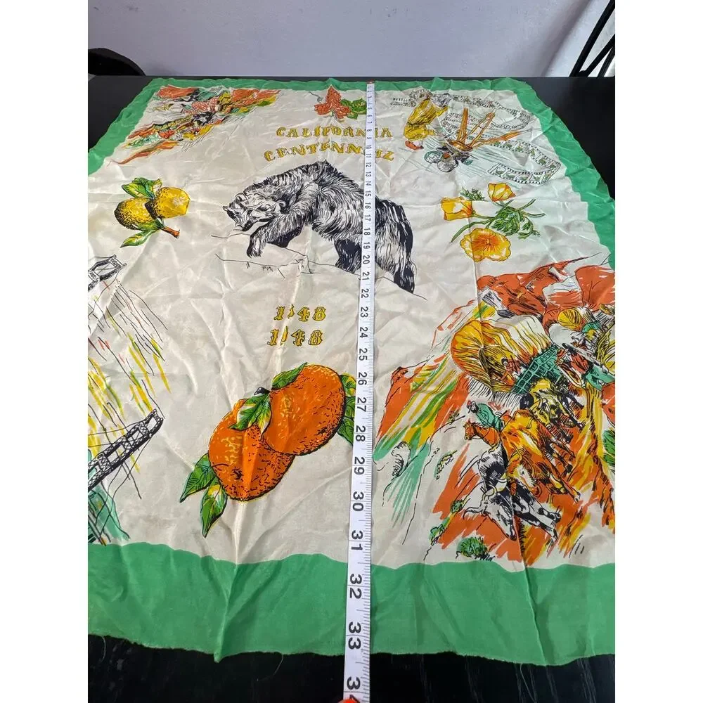 XL Vintage 40s Square California Centennial Bear Scarf- 33x31